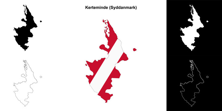 Kerteminde municipality outline map set