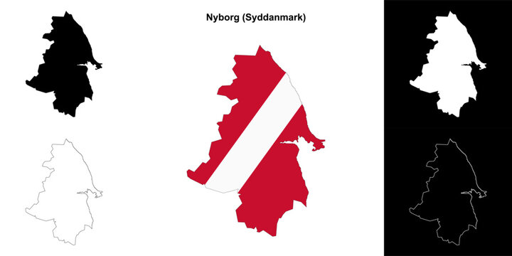 Nyborg municipality outline map set