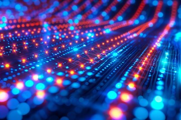 Obraz premium Vivid and colorful abstract depiction of data streams and digital patterns symbolizing the dynamic nature of information technology and modern connectivity