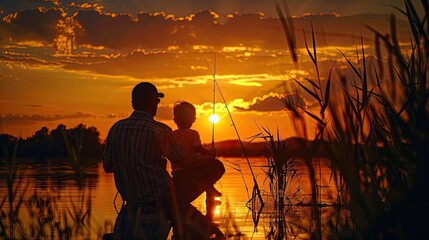 parent and child bonding over a shared hobby during a sunset outing, such as fishing or stargazing, and the lessons learned about life and love.