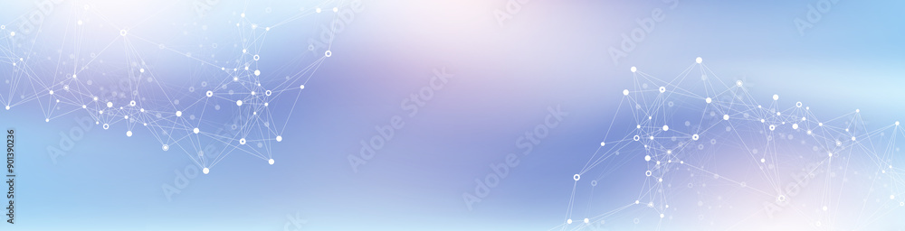 Fototapete global network connection banner design template. header social network communication in the global 