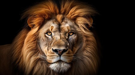 Fototapeta premium Portait of south lion african isolated on background, Photo shot, Natural light day, Wildlife concept , Generative Ai 