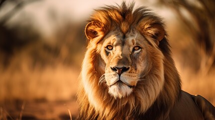Portait of south lion african isolated on background, Photo shot, Natural light day, Wildlife concept , Generative Ai 
