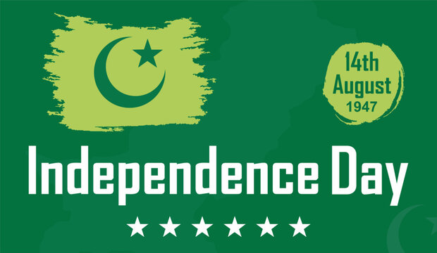 happy pakistan independence day 14 august 1947 poster vector illustration with green background texture moon and star a Pakistan or Markhur 