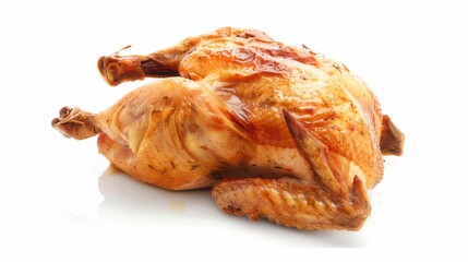 Juicy Roasted Chicken on White Background