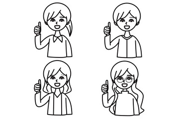 笑顔でグッドポーズをとる女性たち