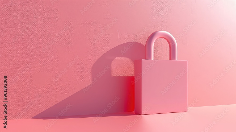 Poster digital lock icon on a blank surface, representing security and privacy.