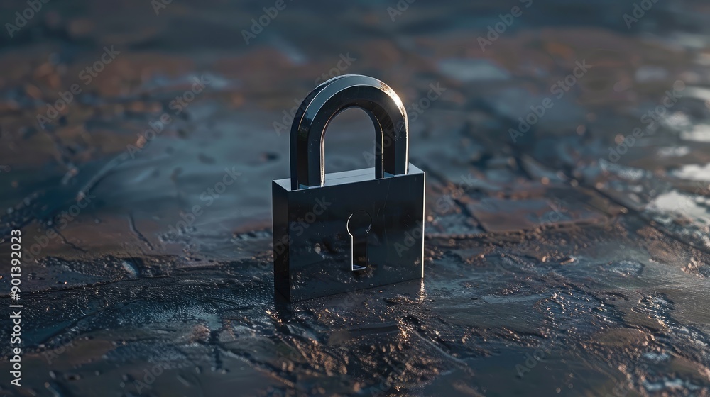 Poster digital lock icon on a blank surface, representing security and privacy.