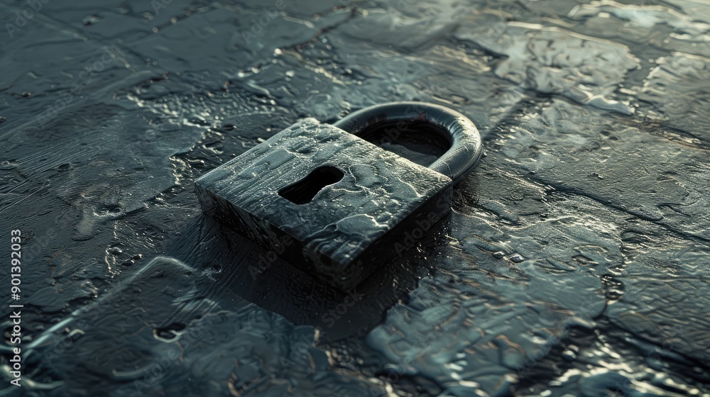 Poster digital lock icon on a blank surface, representing security and privacy.