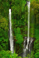 Sekumpul Waterfall - the huge (about 80 m tall) double drop cascade looks like something out of Jurassic Park (Buleleng Regency, north Bali, Indonesia)