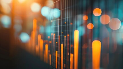 Financial bar chart with an upward trend, illustrating business success.