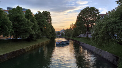 Fototapeta premium Ljubljana city on the banks of Ljubljanica river 