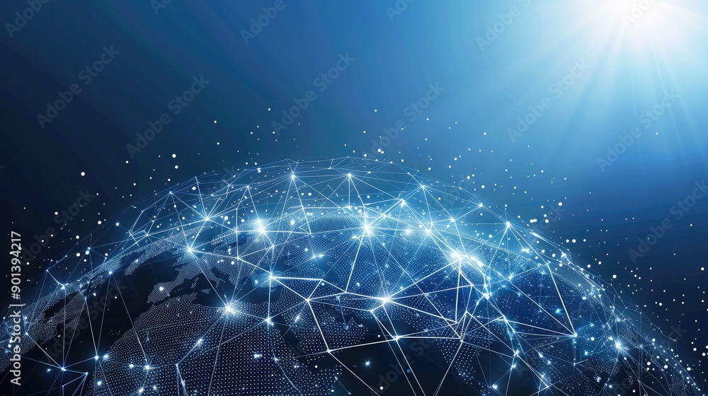 Poster globe with connecting lines, illustrating global connectivity and communication