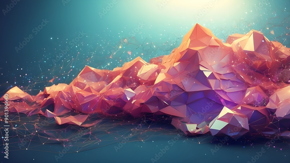 Poster ingenious glittering polygonal mesh background created digitally. idea of a landing page