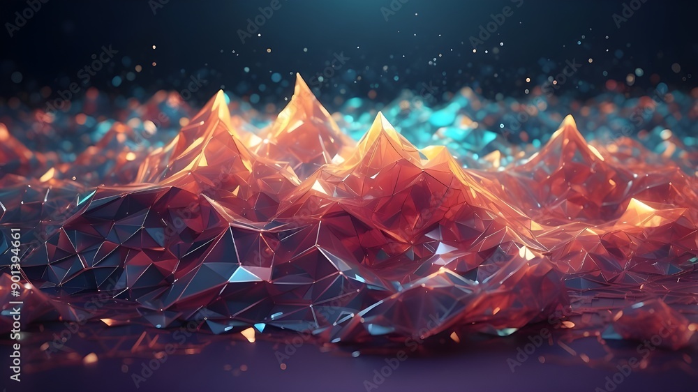 Poster ingenious glittering polygonal mesh background created digitally. idea of a landing page
