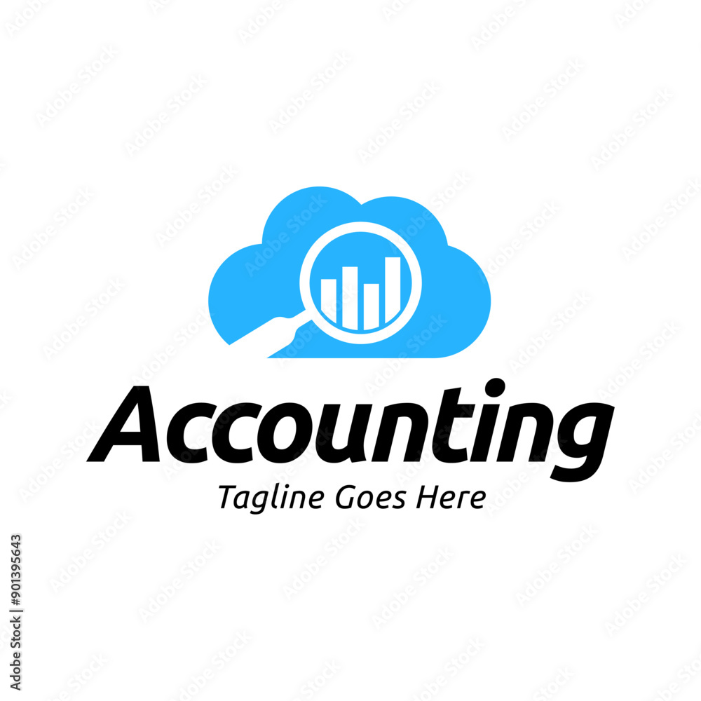 Poster vector logo combination of a graph and magnifier
