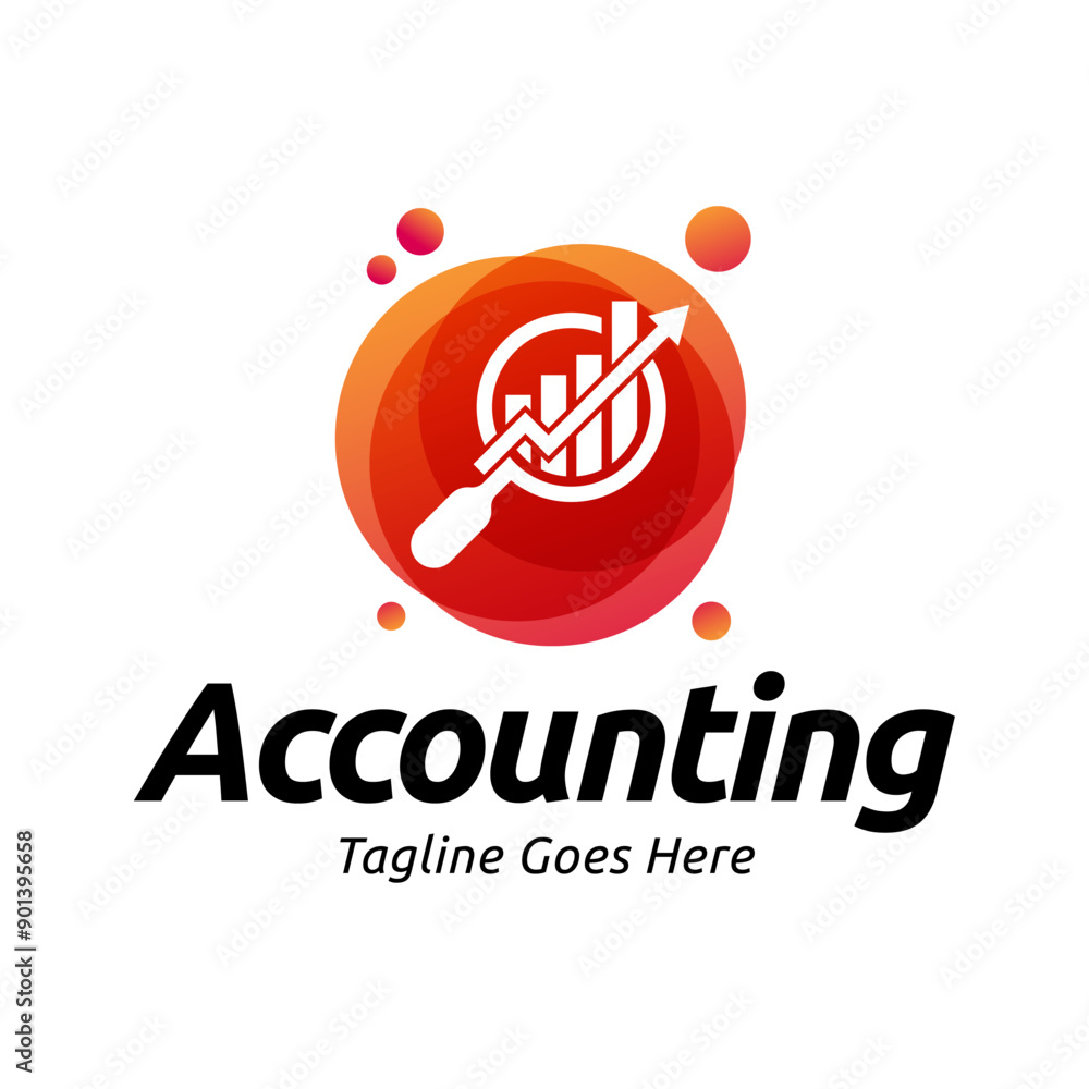 Poster vector logo combination of a graph and magnifier