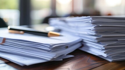 Stack of business contracts on a desk, illustrating corporate agreements and deals