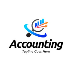 Vector logo combination of a graph and magnifier