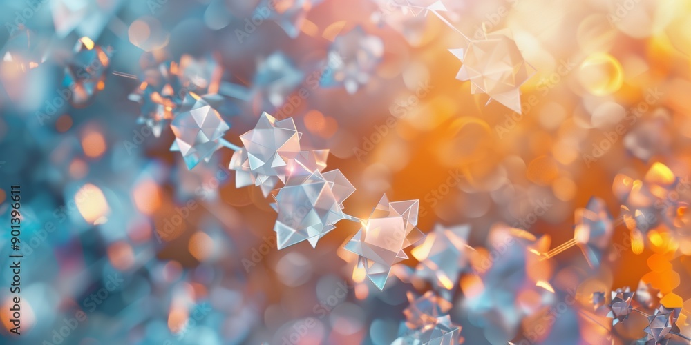 Poster abstract background with polygonal elements and soft light shades with abstract forms, minimalistic 