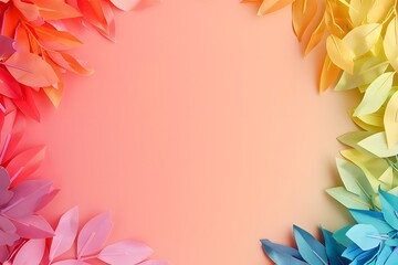 Obraz premium Colorful paper leaves arranged creatively on a soft gradient background