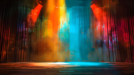 Obraz premium A vibrant stage setup featuring dramatic lighting and colorful effects, creating a captivating and immersive atmosphere.