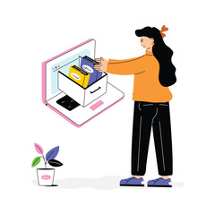 Modern concept of flat illustration of online books