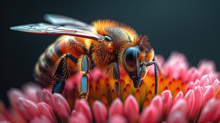 Fototapeta premium bee on the flower closeup shot