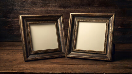 A vintage photo frame with a blank center