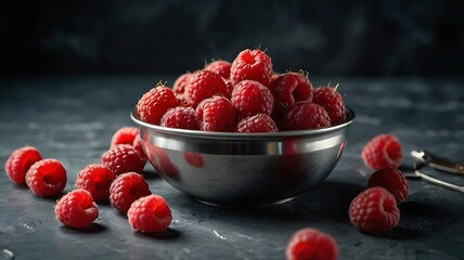 Fresh red ripe raspberries