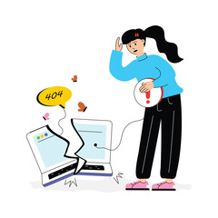 An amazing flat illustration of laptop error