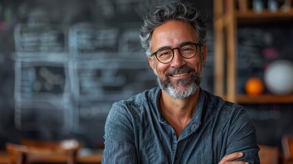 Proud educator smiling on white background World Teachers Day
