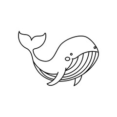 whale coloring page , isolated , Simple Animal Coloring Page , Vector Illustration