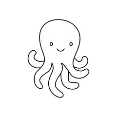 Octopus coloring page , isolated , Simple Animal Coloring Page , Vector Illustration