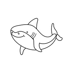 Shark coloring page , isolated , Simple Animal Coloring Page , Vector Illustration