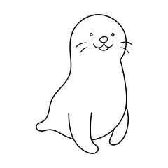 Seal coloring page, Simple Animal Coloring Page , Vector Illustration