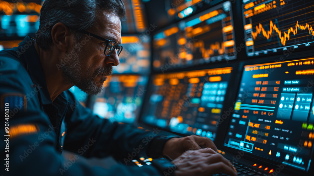 Aufkleber sophisticated computer software being used by successful traders and investors to analyze live marke