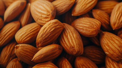 Background of big raw peeled almonds 