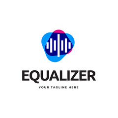 Colorful music bars visualization vector graphic design template.