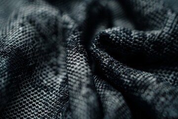 Fototapeta premium Abstract Black Textured Fabric Waves