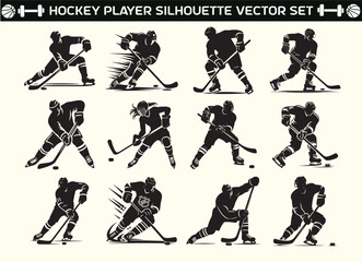 Hockey Player silhouette vector in illustration