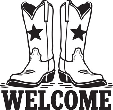 Cowboy Boots Welcome Vector
