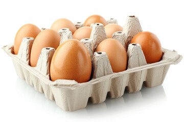 eggs in carton packaging isolated on white background