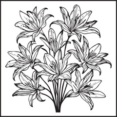 Black and White Line Art Flower