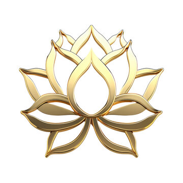 Intricate gold lotus flower symbol representing purity and enlightenment, ideal for yoga, meditation, and spiritual designs.