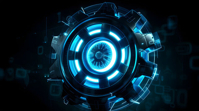 Digital technology gear icon concept. Generative Ai.