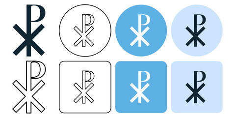 Christianity, chi rho, labarum, Monogramma Christi icon symbol ui and ux design, glyphs and stroke line icon
