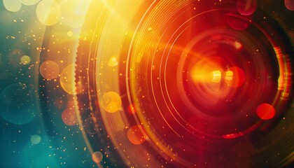 Obraz premium camera lens closeup lit by orange and purple neon light