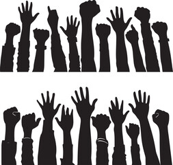 Protest Hands Silhouette Vector Set