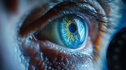 Optometrist examining an eye with an ophthalmoscope, highlighting comprehensive eye care